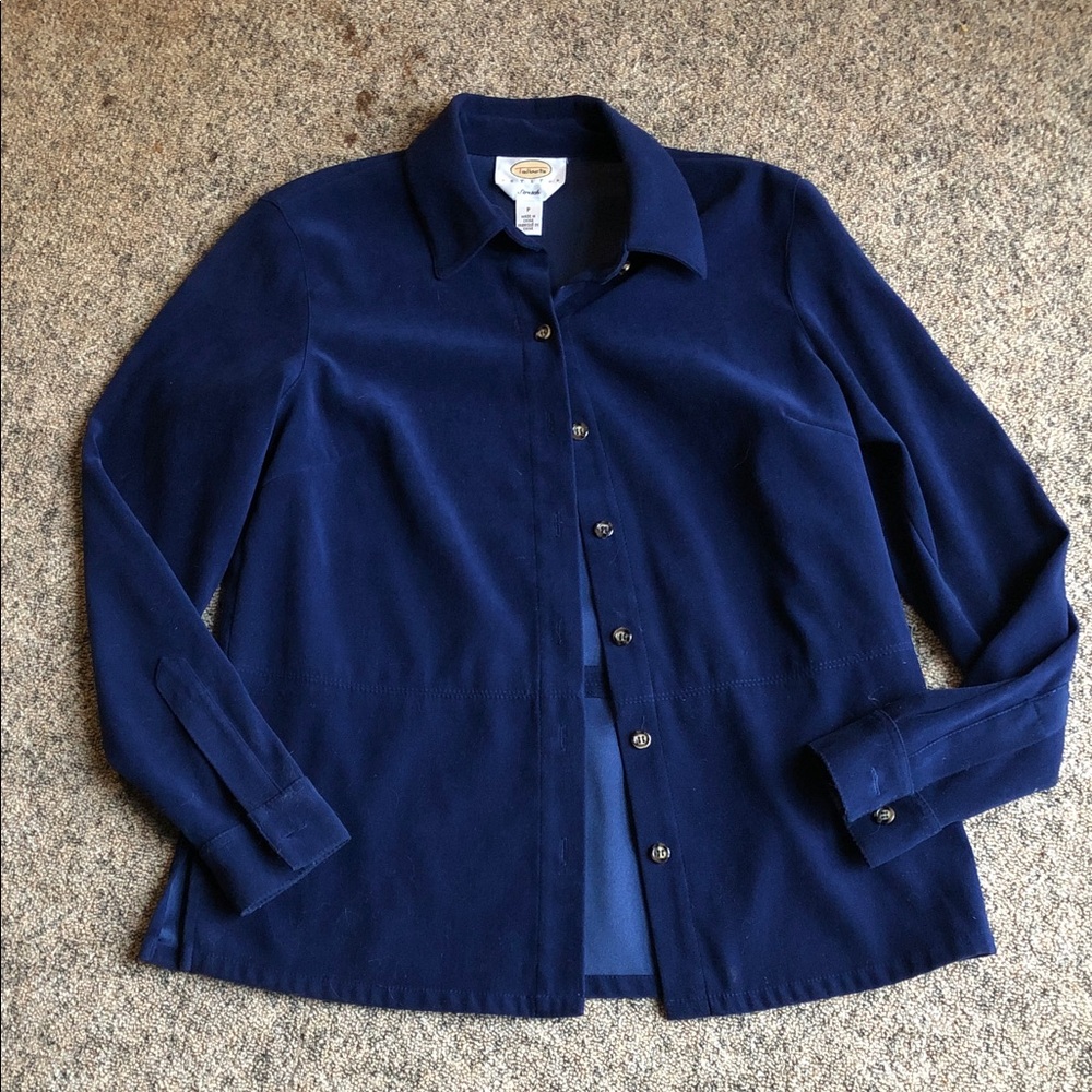 Navy Blue Button-Up Shirt Talbots petite small